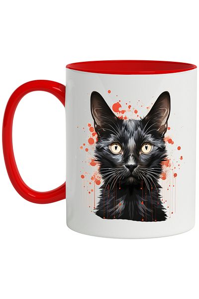 StoryGift Romania Mug With Cat, Eyes, Polka Dots, Paint, Drops, Illustration, Multicolor 330 ml, C, With, STG.