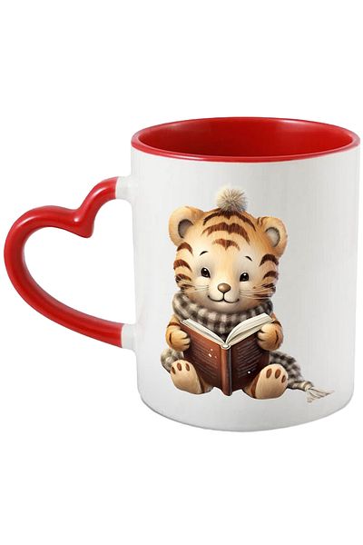 StoryGift Romania Mug With A Tiger Cub Reading | Scarf | Book | Cold | Frost | Winter | Pent, With ,stg