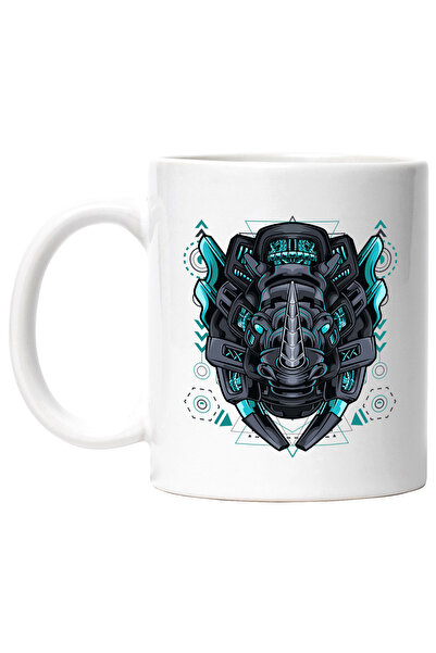 StoryGift Romania Rhino Head Mug, Mecha, Robot, SF, Cyberpunk, Multicolor 330...