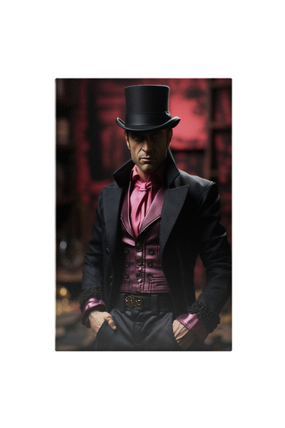 StoryGift Romania Tablou Canvas: Portret Barbat In Costum Negru Si Roz Cravat...