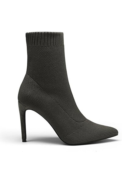 Dream Pairs Women's olive green knitted ankle boots with thin stiletto heel 13 cm, size 40, DREAM PAIRS