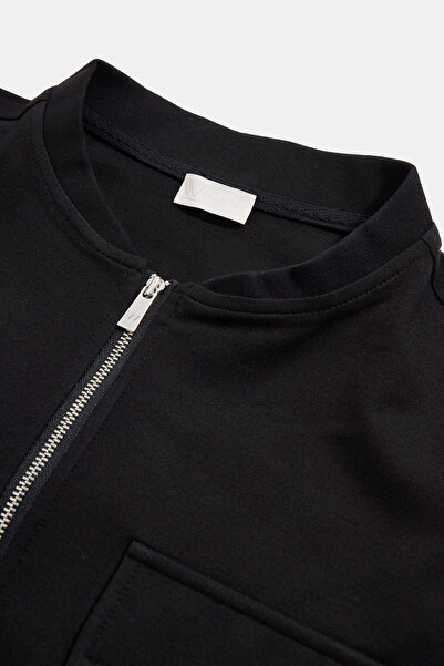 W Collection Black O-Neck Long Sleeve Sweatshirt