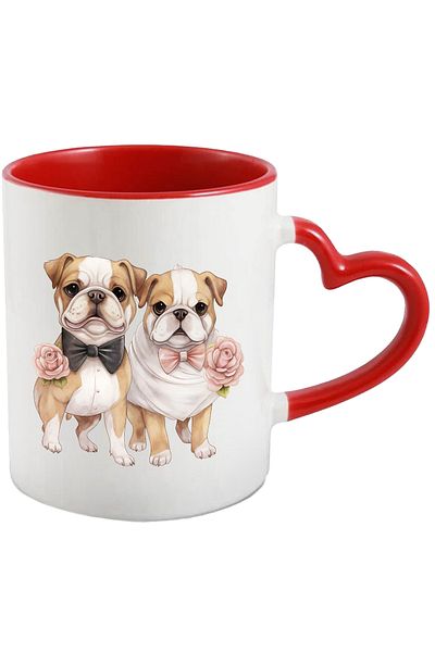 StoryGift Romania Mug with a little angry puppy and a cheerful puppy | illustration | flowers | Pug |, With ,STG