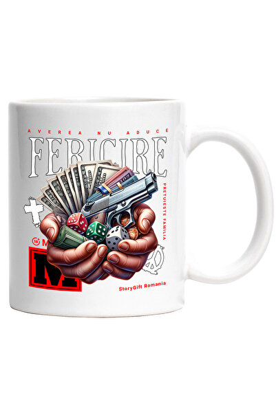 StoryGift Romania Cana Averea Nu Aduce Fericire, Zaruri, Bani, Arma, 330ml, C...