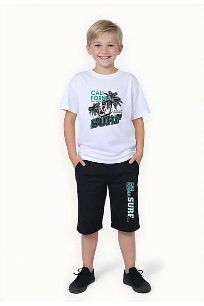 FYK KİDS Boy's Summer Surf Printed Bottom-Top Suit