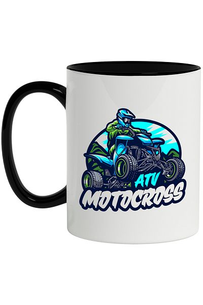 StoryGift Romania Mug With ATV Motocross Message, Helmet, Mountain, Sky, Sport, Multicolor 330 ml, Ceramics, With, STG.