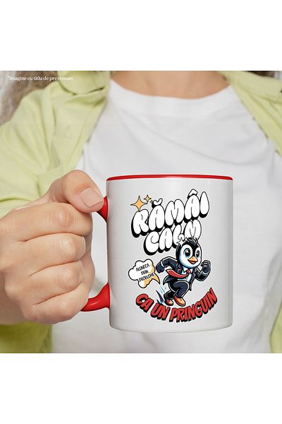 StoryGift Romania Mug penguin in suit text stay calm and slide through problems, 330ml, Ceram, Cu, STG