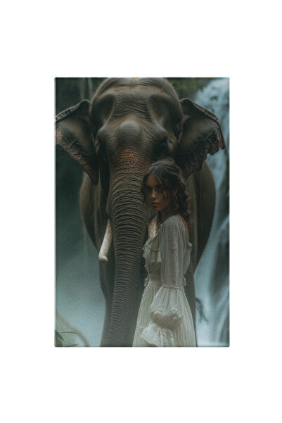 StoryGift Romania Tablou Canvas 60 X 40cm Elefantul Și Sălbatica Din Junglă P...