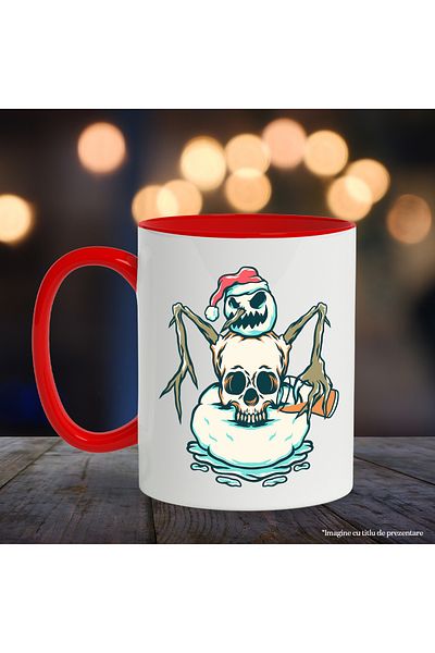 StoryGift Romania Snowman Mug, Skull, Beer, Monster, Multicolor 330 ml, Ceramic with Handles, With ,STG