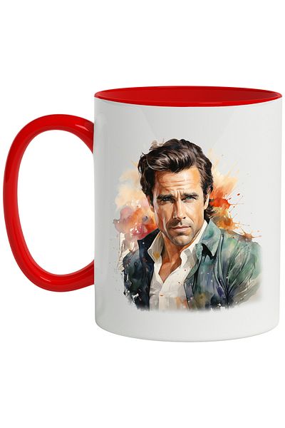 StoryGift Romania Mug With Pierce Brosnan, Actor, Movie Lovers, Celebrity, Multicolor 330 ml, Sky, With,STG.