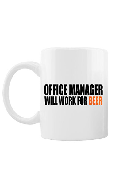 OEM Cană albă personalizată „Managerul de birou va lucra pentru bere”, INOVAT...