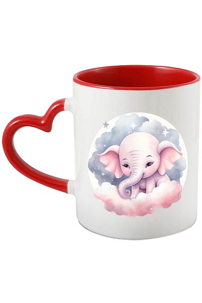 StoryGift Romania Mug with a sleepy elephant, illustration, clouds, full moon, bedtime, d, With ,STG