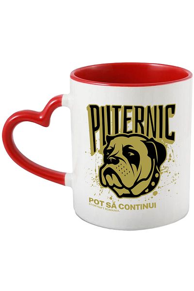 StoryGift Romania Fierce Dog Mug, motivational message STRONG I CAN, 330ml, Ceramic with Handle, With,STG.