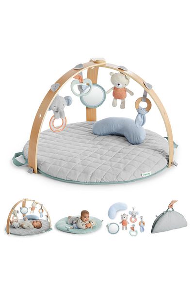 Ingenuity Cozy Spot Duvet Reversible Activity Gym with Foldable Toy Bar | Ages 0+
