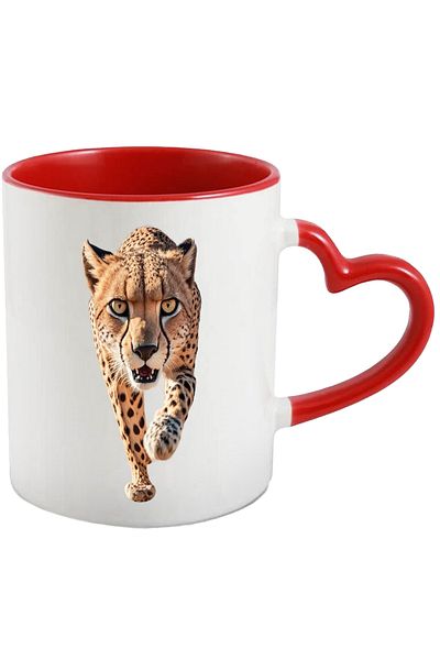 StoryGift Romania Leopard Mug, Animals, Fangs, Feline, Gaze,,Ceramic, 330ml, with Heart Handle, With,STG.