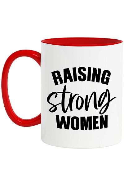StoryGift Romania Mug for mothers raising strong women with Red Handle, Red Handle STG, STG.