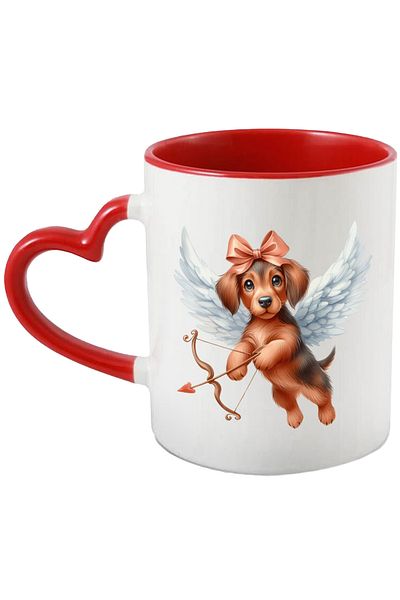 StoryGift Romania Mug with a puppy with a bow | illustration | Cupid | archery | wings | zb, Cu,STG.
