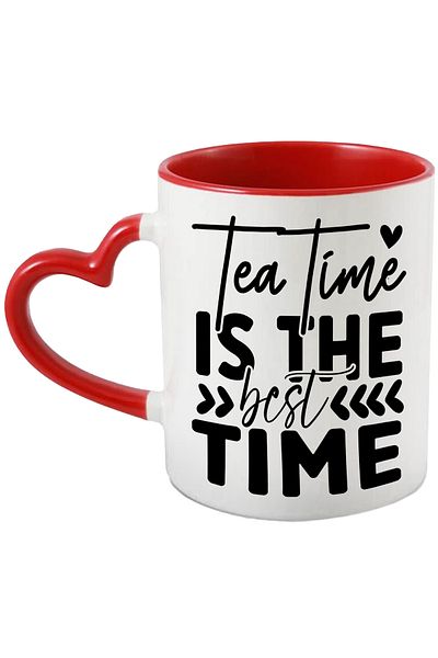 StoryGift Romania Tea cup with English text and Red Heart Handle, with STG.