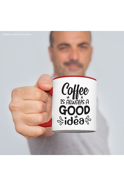StoryGift Romania Mug with the text "Coffee is always a good idea" - coffee is always a good idea c, With ,STG.