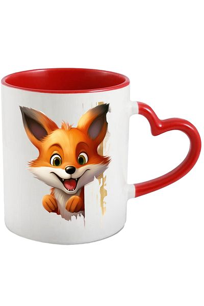 StoryGift Romania Mug with a cheerful fox | illustration | wild animal | nature | cunning and cunning, With ,STG.