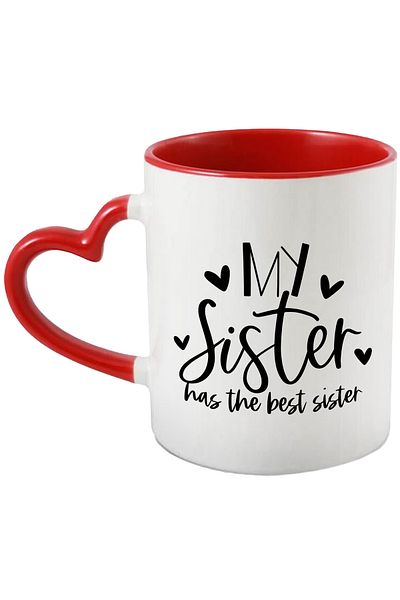StoryGift Romania Mug with hearts and the message "My sister has the coolest sister" - appreciation, respect, With,STG.