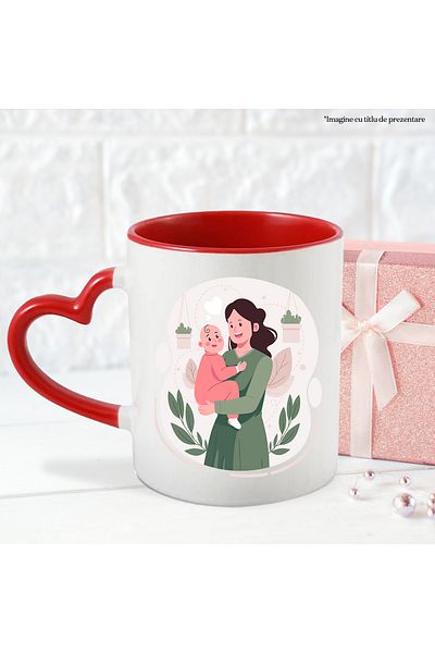 StoryGift Romania Mug With Mom, Baby, Child, Parent, Plants, Multicolor 330 ml, Ceramic with Ma, With, STG.