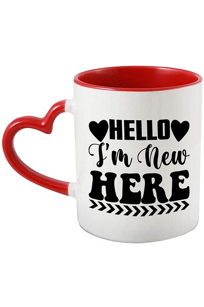 StoryGift Romania Mug for newcomers with the message in English "Hello, I'm new here" greetings with , With ,STG .