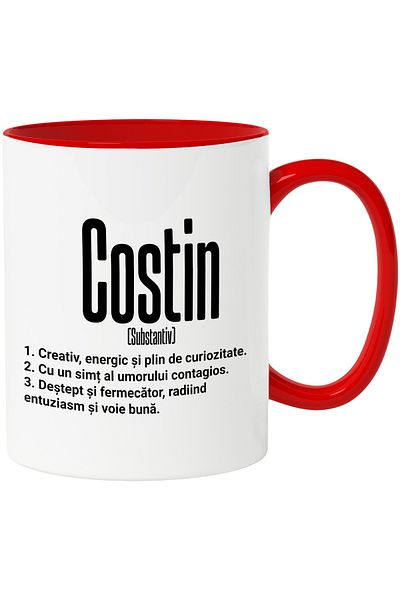 StoryGift Romania Mug With The Name Costin, With Motivational Message, Creative, Energetic, Curious, Smart,, With ,STG.