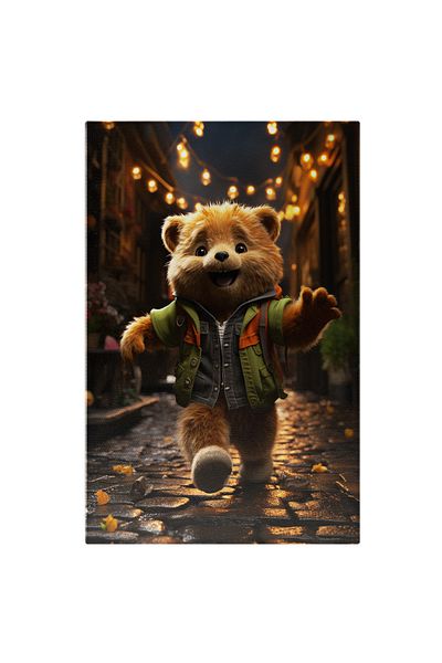 StoryGift Romania Canvas Painting 100 x 70CM Teddy Bear Reunion Magic of Colors on the Streets Pava,STG.
