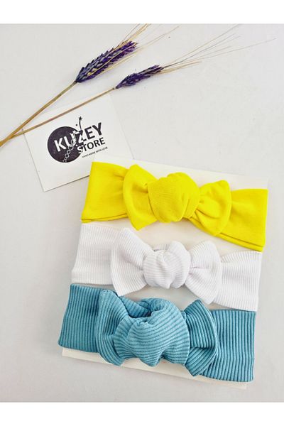 KUZEY STORE Baby Girl 0-3 Years Compatible 3-Piece Bandana Set |   Cotton and Elastic