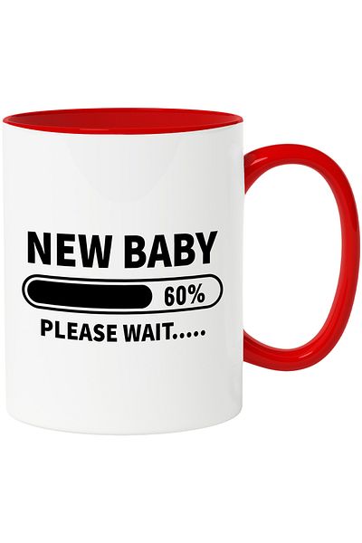 StoryGift Romania Mug With New Baby Please Wait, Pregnant, Mothers, Baby, Family, Ceramic, 33, With, STG.