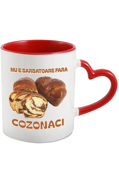 StoryGift Romania Cozonaci mug is not a celebration without traditional food, 330ml, Ceramica cu Mane, Cu, STG.