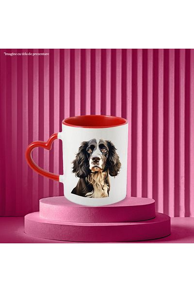 StoryGift Romania Mug with a serious puppy, illustration, black, white, piercing eyes, for boyfriend, With ,STG