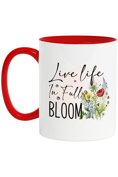 StoryGift Romania Mug with the message "Live life in full bloom", live life, illustration, motivation, With ,STG