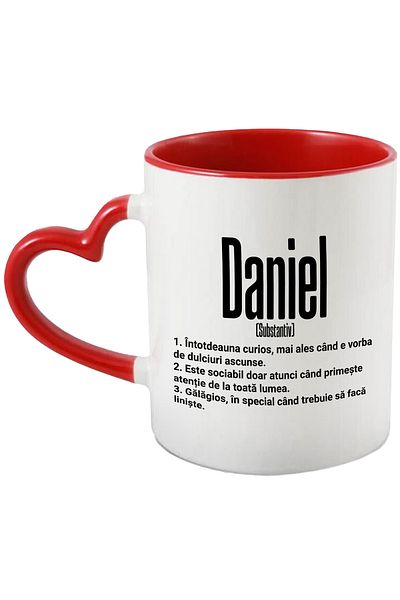 StoryGift Romania Mug With The Name Daniel, With Funny Message, Curious, Sociable, Noisy, 330ml, Wax, With ,STG