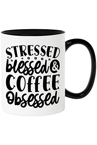 StoryGift Romania Cana Cu Textul In Engleza "stressed, Blessed & Coffee Obsessed" - Stresat Binecu, Cu ,stg