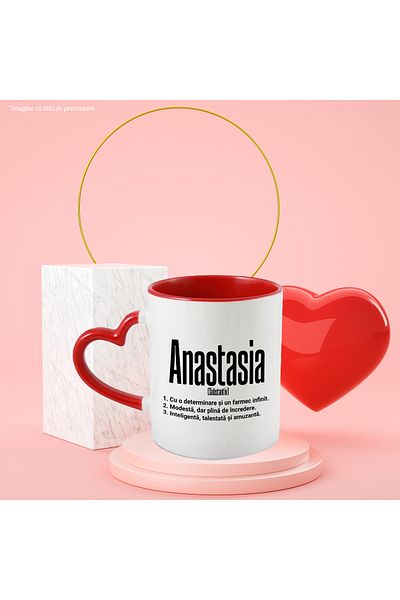 StoryGift Romania Mug With Name Anastasia, and Motivational Message, Determination, Modest, Intelligent, With, STG.