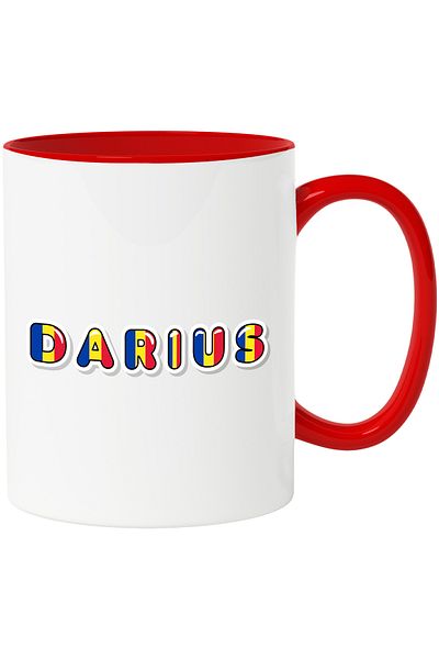 StoryGift Romania Mug With Name Darius, Romania, Supporter, Romanian Flag, Patriot, 330ml, Wax, With,STG.