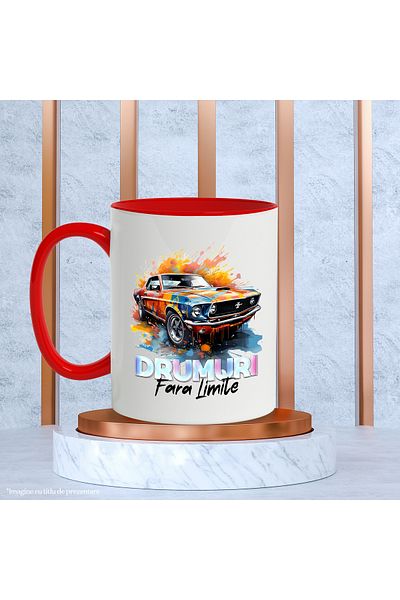 StoryGift Romania Mug With Message Roads Without Limits, Paint, Watercolor, Multicolor 330 ml, Ceramic, With ,STG