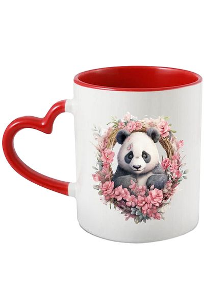StoryGift Romania Panda bear mug | illustration | pink flower crown | a little scared | , With ,STG .