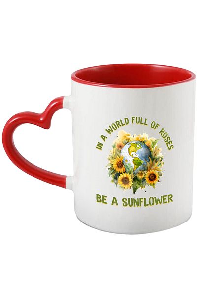 StoryGift Romania Mug with the message "In a world full of roses, be a sunflower", illustration, motivational, With ,STG.