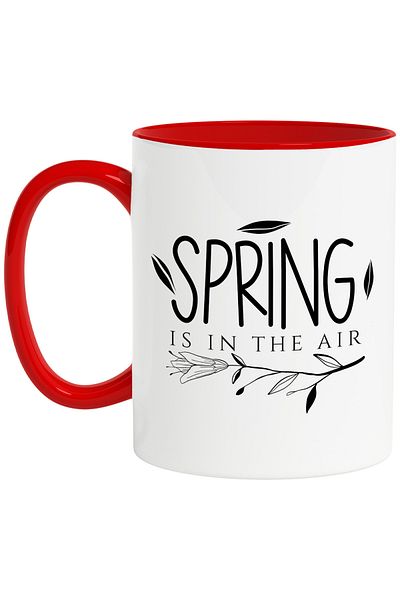 StoryGift Romania Mug with flower and the message in English "Spring is in the air" - primavara e in , Cu ,STG .