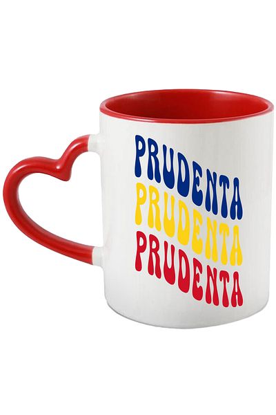 StoryGift Romania Mug The Word Prudence, in the Colors of the Romanian Flag, Red, Yellow, Blue, , With ,STG.