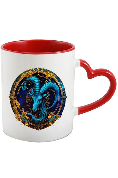 StoryGift Romania Mug with a ram's head | illustration | zodiac sign | abstract art | circle | symbol, With ,STG.