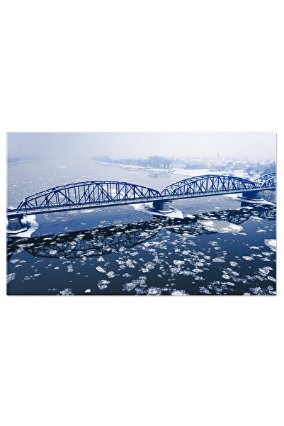 StoryGift Romania Tablou Canvas - Pod Peste Raul Wisla - Iarna In Bydgoszcz