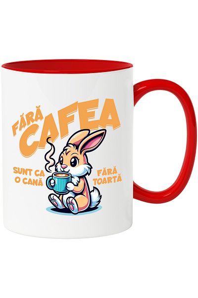 StoryGift Romania Coffee Lover Rabbit Mug Text without coffee as a Handleless Mug, 330ml, Ceram, With,STG.