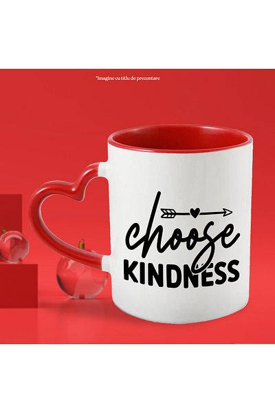 StoryGift Romania Mug with heart and advice "Choose kindness" - choose kindness with Heart Handle R, Cu, STG