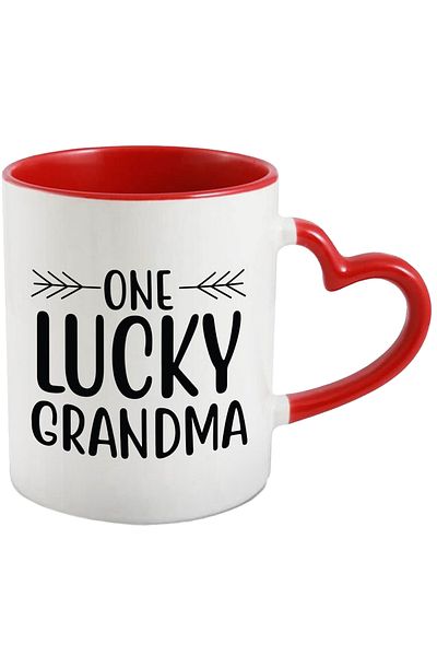 StoryGift Romania Mug with the text "One lucky grandma" - one lucky grandma happiness family with Mane, Cu, STG.