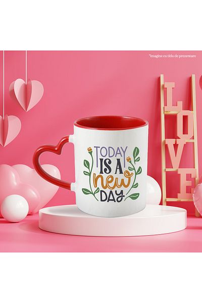 StoryGift Romania Mug With Text in English Today is a New Day, Happy, Motivational Quote, Ceramic,, With, STG.