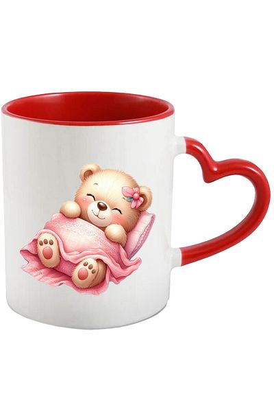StoryGift Romania Mug with a bear | illustration | smiles | sleeps | blanket | pillow | blush, With ,STG